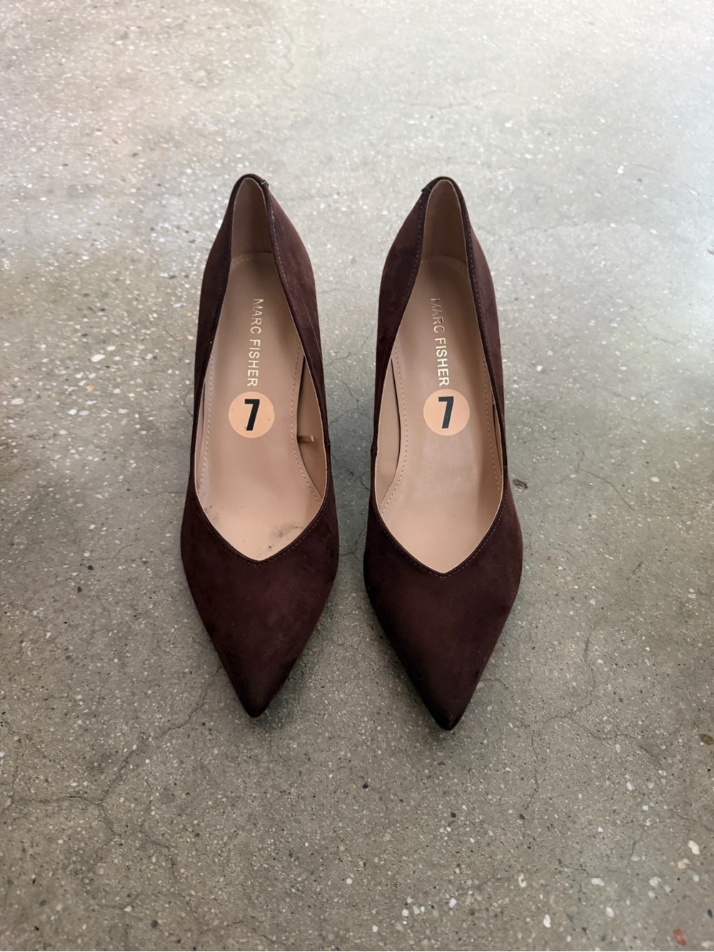 Marc Fisher Dark Brown Suede Pointed Toe Pumps